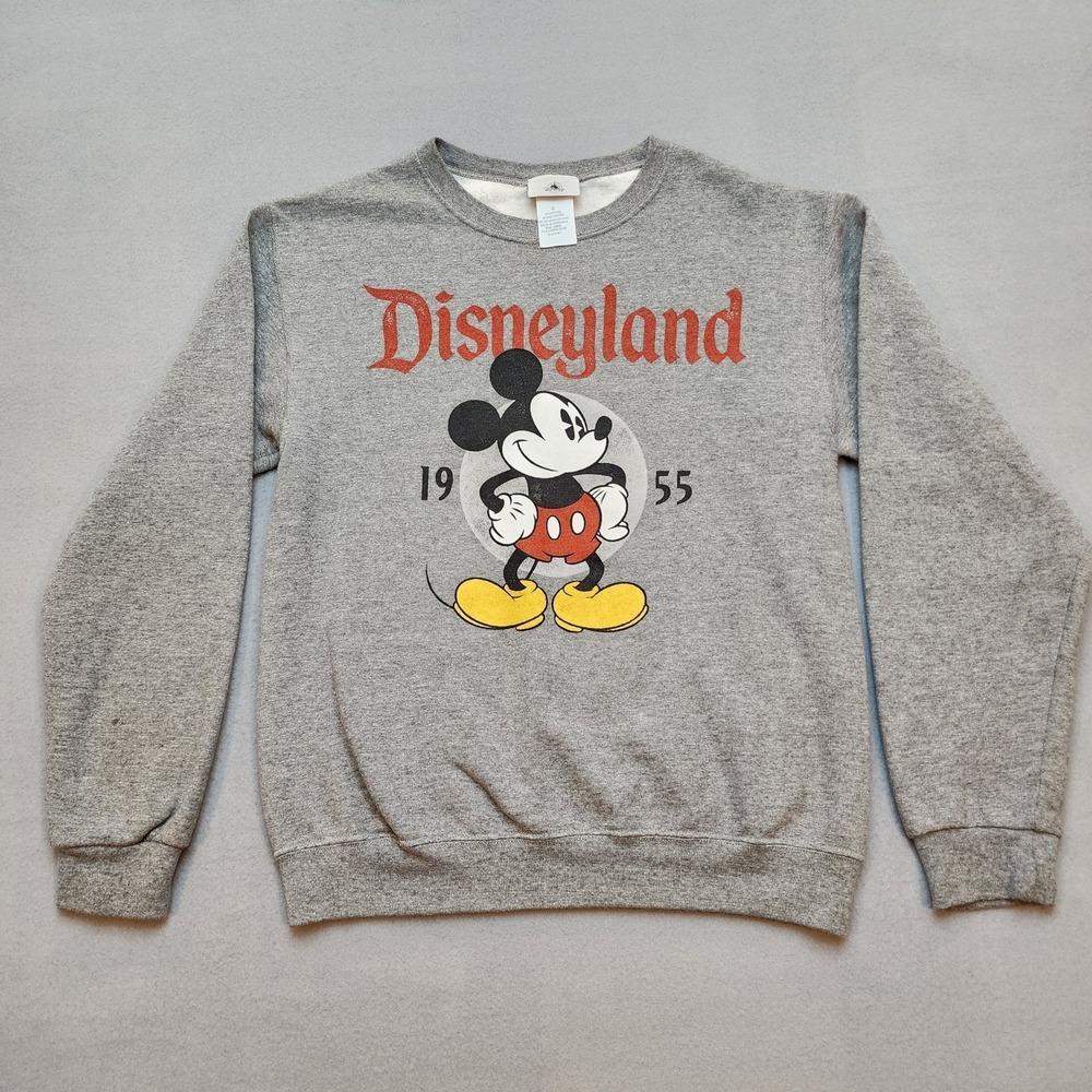 Disneyland Mickey Mouse 1955 Gray Crewneck Sweatshirt Women's Small S Disney